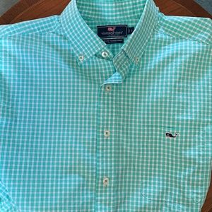 Vineyard Vines Tucker Slim Fit Shirt Size L Green and White NWOT